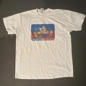 VTG Peanuts 50th Celebration Snoopy & Woodstock T-Shirt XL Gray Charlie Brown